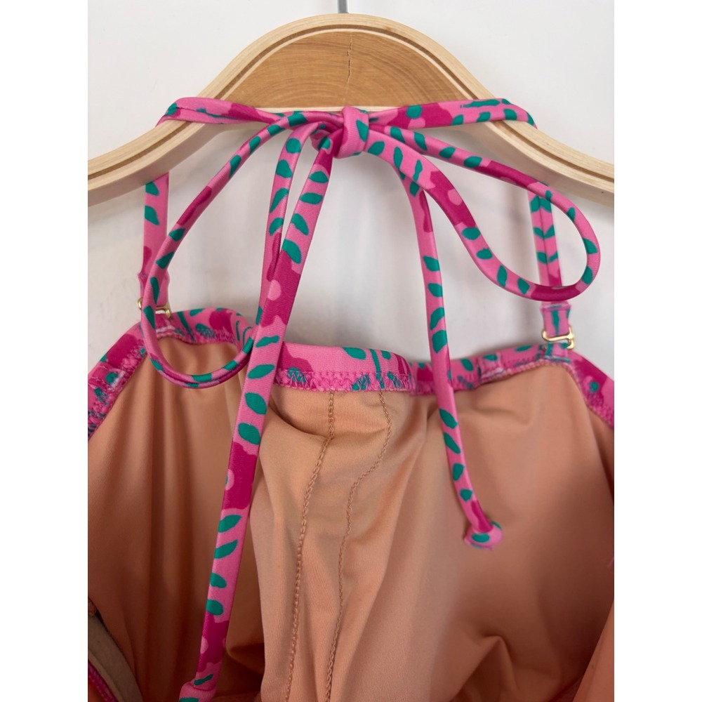 J. Crew Factory Womens Strapless Halter One-Piece Swimsuit Pink Floral XS - Picture 9 of 13
